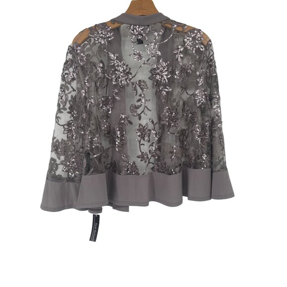 R&M Richards Womens Sequin  Sheer Lace Jacket shrug size18W plus Gray new - Picture 6 of 6
